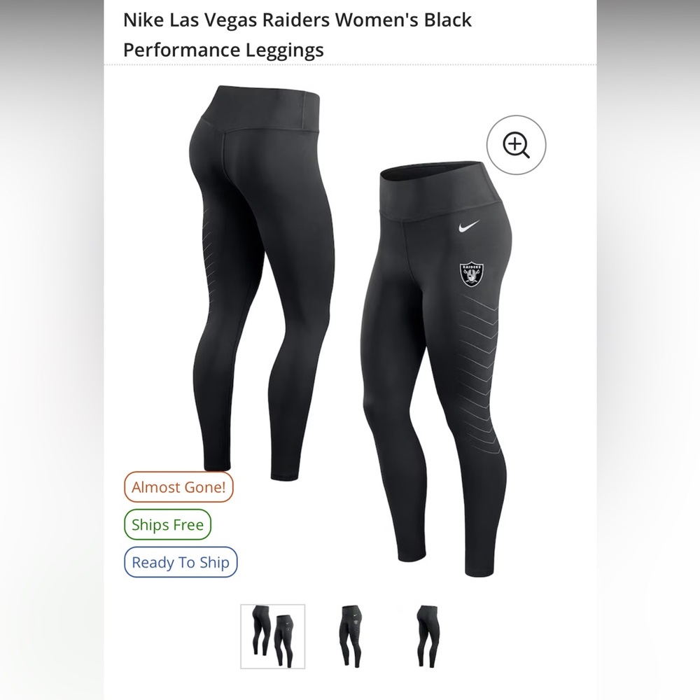 NWOT Las Vegas Raiders Nike Women's Performance Leggings - Black Small